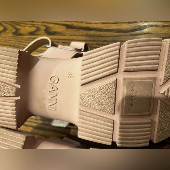 GANNI Rubber Sandals sz 8/38 pink velcro adjustable multi strap platform chunky - Picture 7 of 9